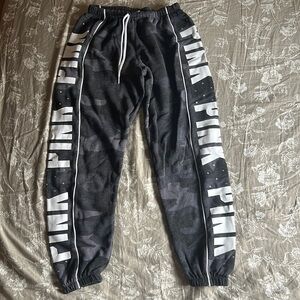 PINK rhinestone camo, gray, black, camo sweats. Very comfortable to lounge in!